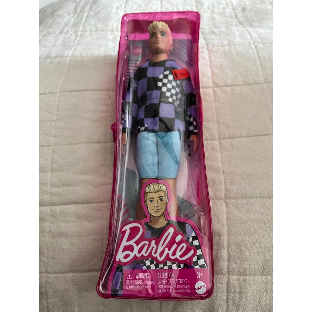 Barbie Ken Doll Fashion Doll Checkerboard Outfit Blue Shorts New In Box